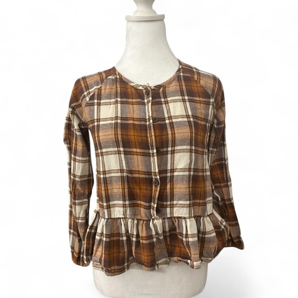 The Children Place Brown and Orange Plaid Skirt Sz 14 - Picture 2 of 5